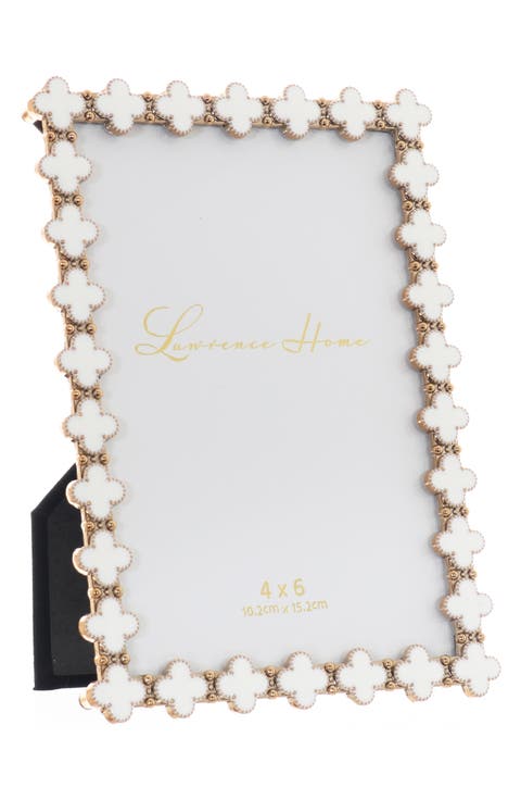 White Enamel Clover Picture Frame