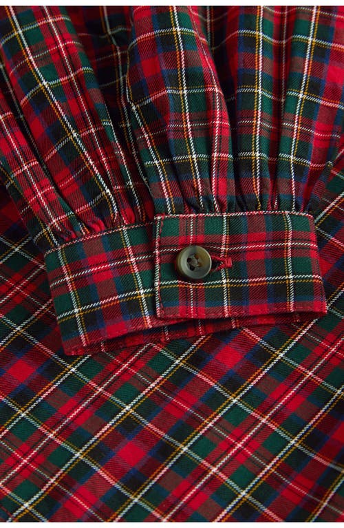 Next Kids' Plaid Platter Collar Cotton Button-up Shirt In Red