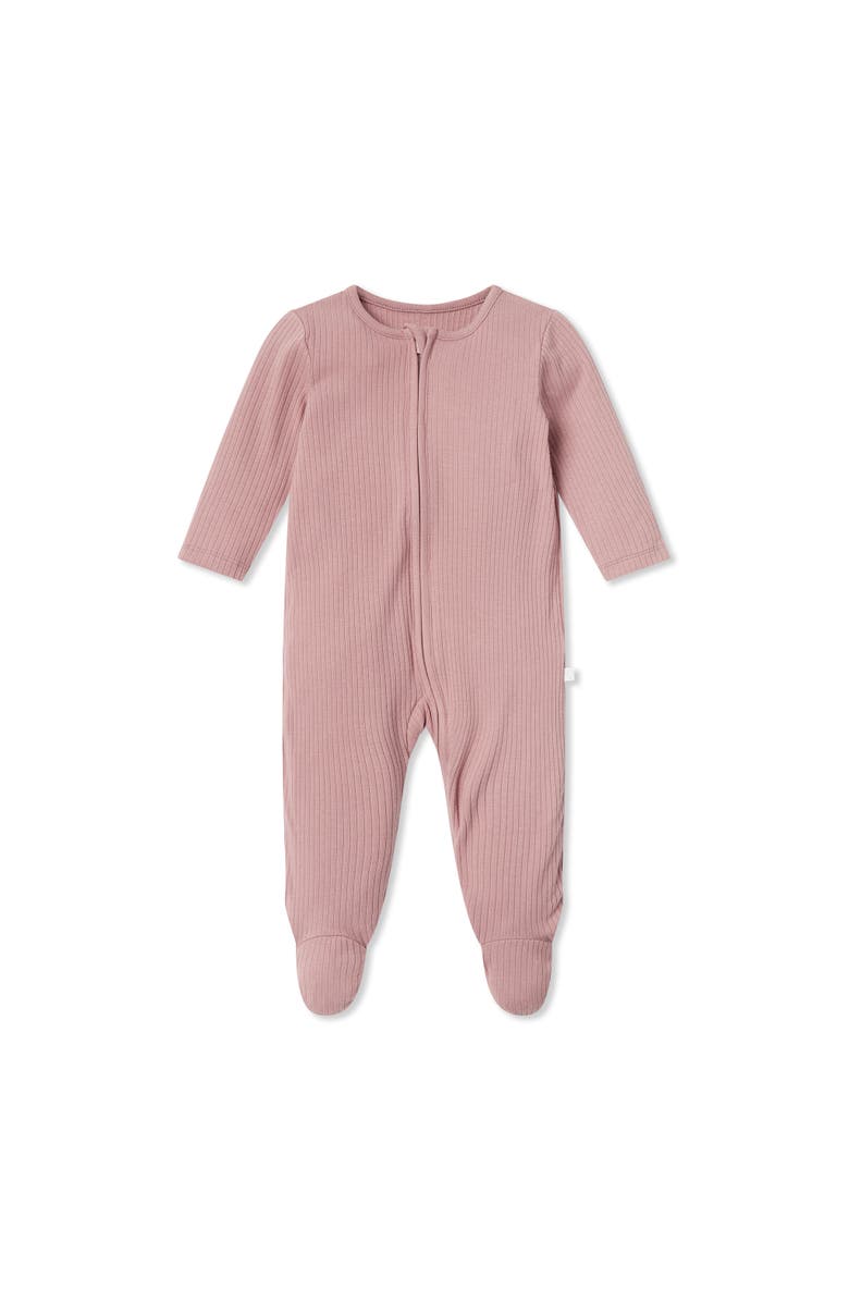 MORI Ribbed Two Way Zip-Up Sleepsuit, Main, color, Rose