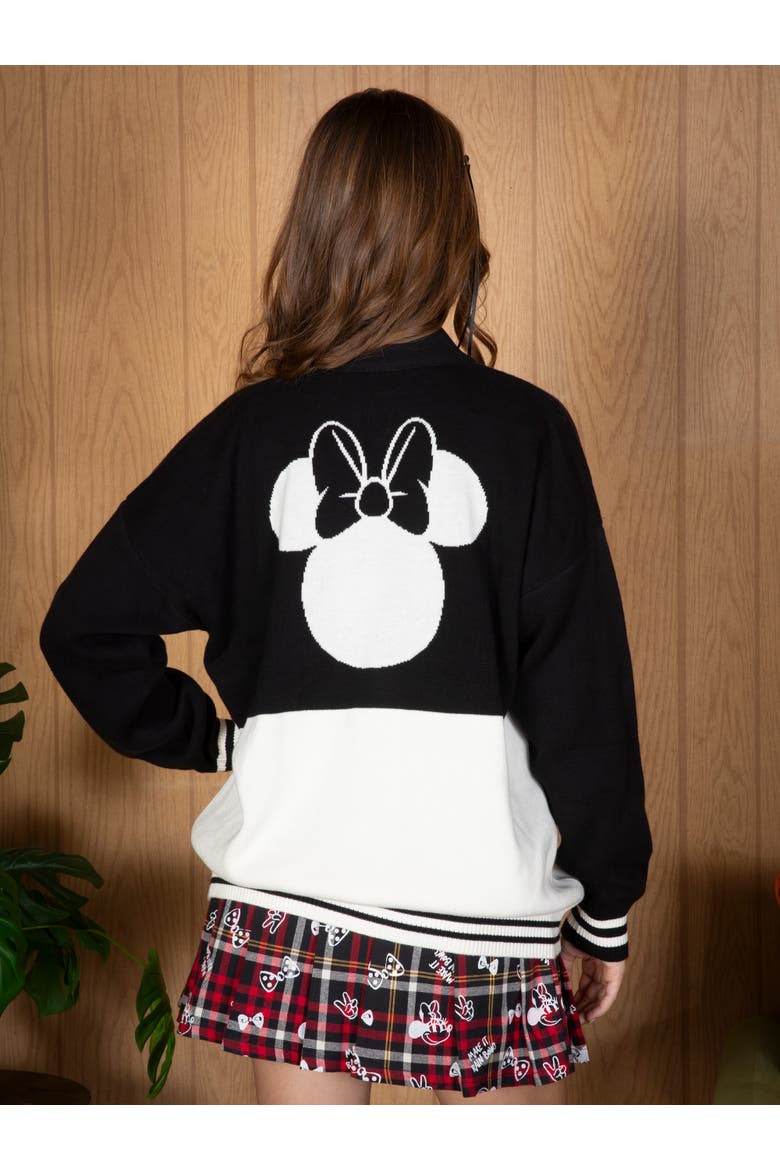 Minnie Mouse Cardigan Sweater, Alternate, color, Minnie Black White
