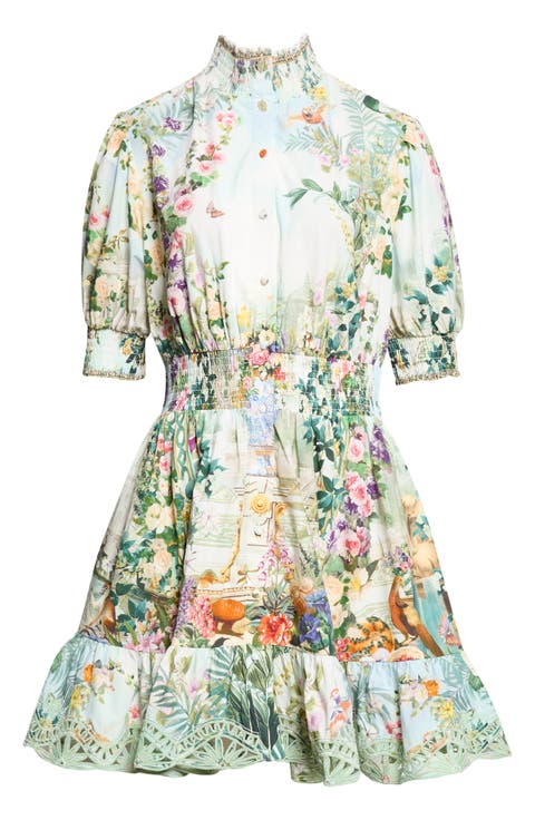 Shirred Organic Cotton Minidress