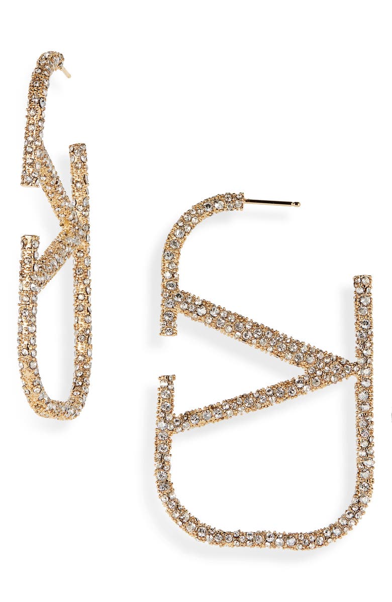Valentino Garavani VLOGO Signature Crystal Earrings, Main, color,