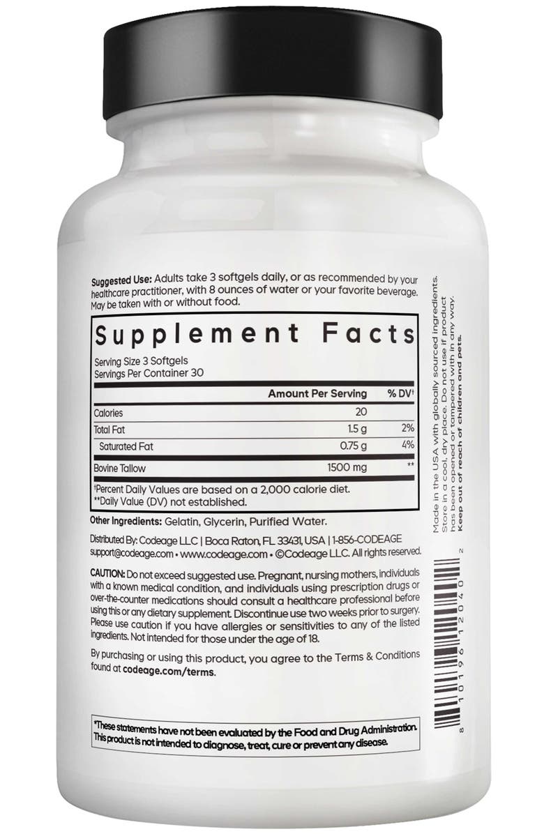 Amen Beef Tallow, Grass-Fed Bovine Tallow Nutrients, Whole-Food Paleo, Skin Support, Alternate, color, White