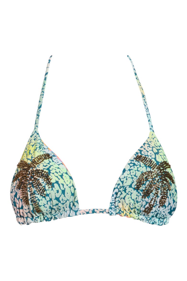 Balmy Embroidered Triangle Swim Top, Main, color, AQUAMARINE