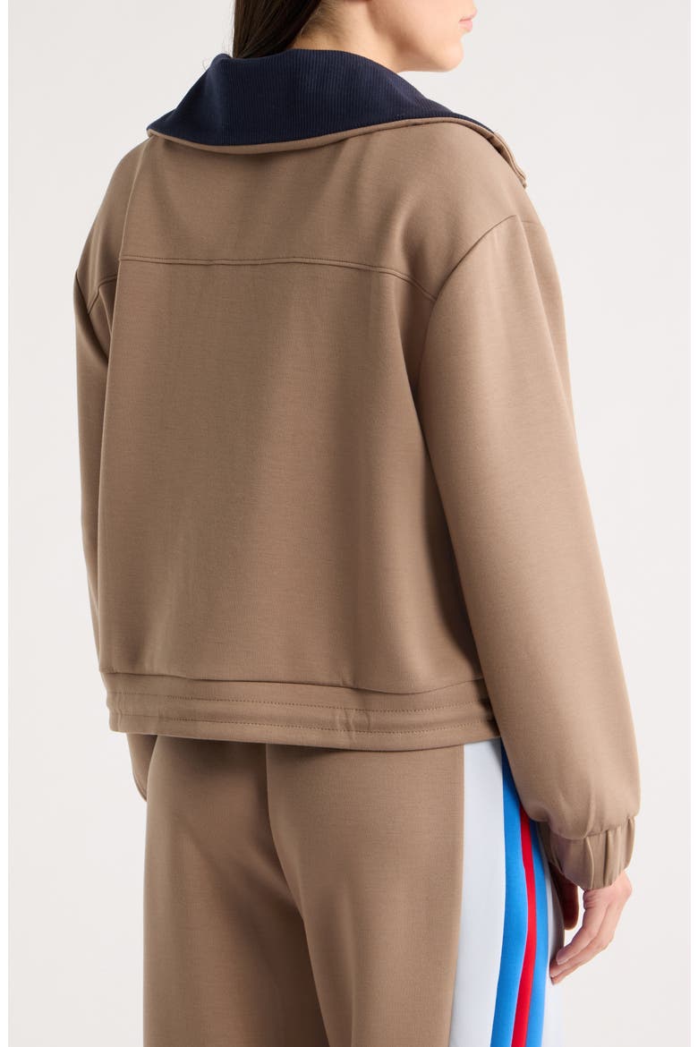 Quarter Zip Drawstring Pullover, Alternate, color, DESERT TAUPE/ EVENING BLUE