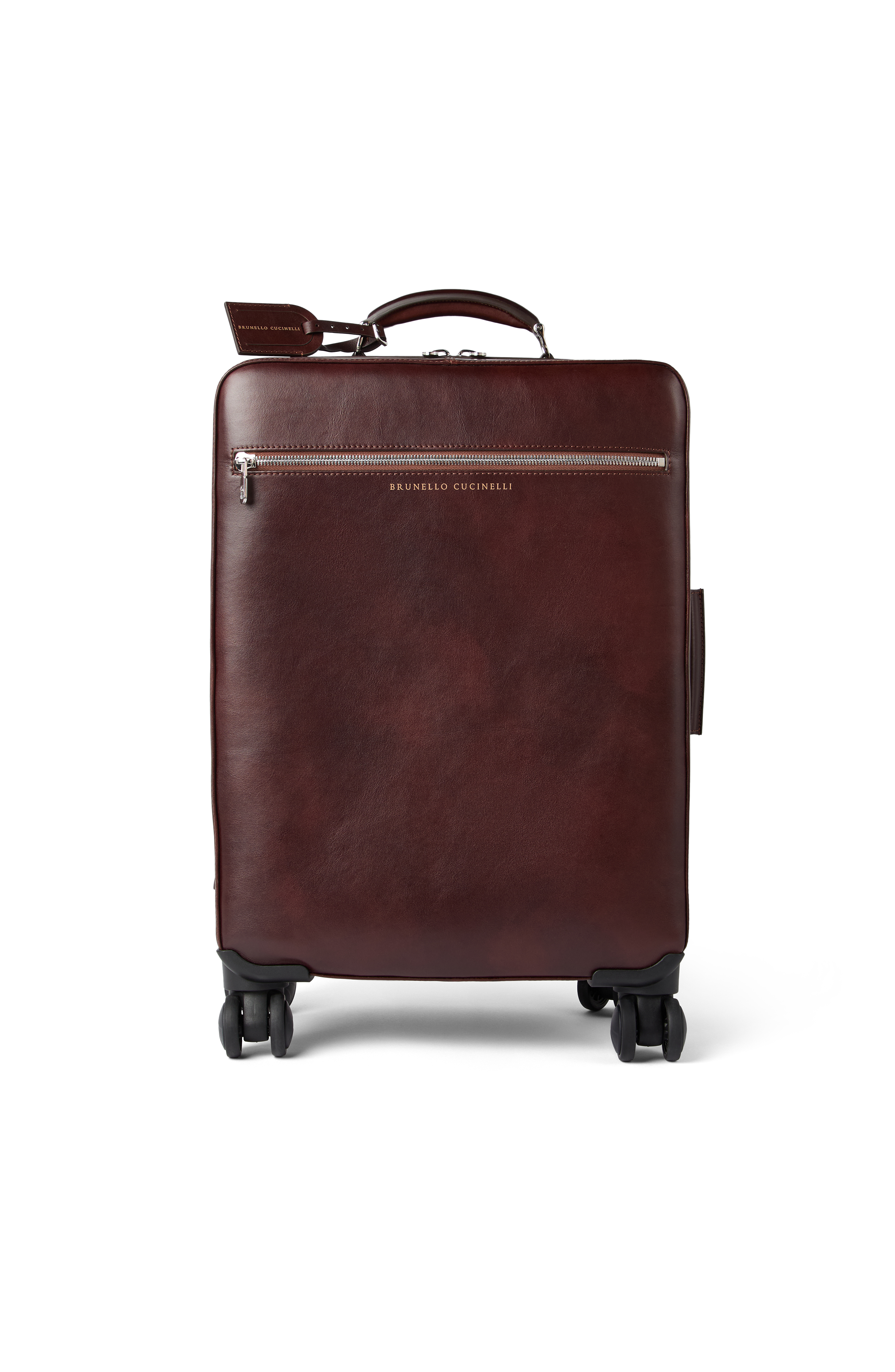 Brunello Cucinelli Burnished calfskin suitcase, Main, color, Burgundy