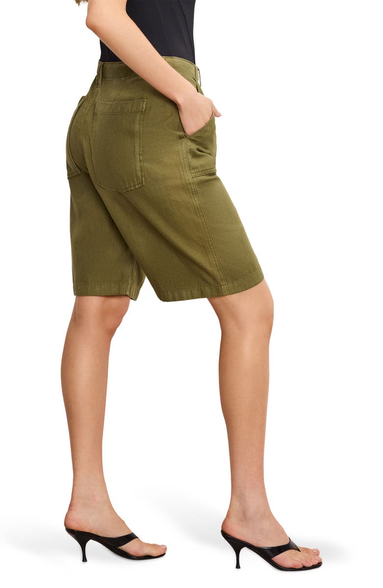 Good American Lite Cotton Blend Bermuda Shorts, Alternate, color, Martini Olive002