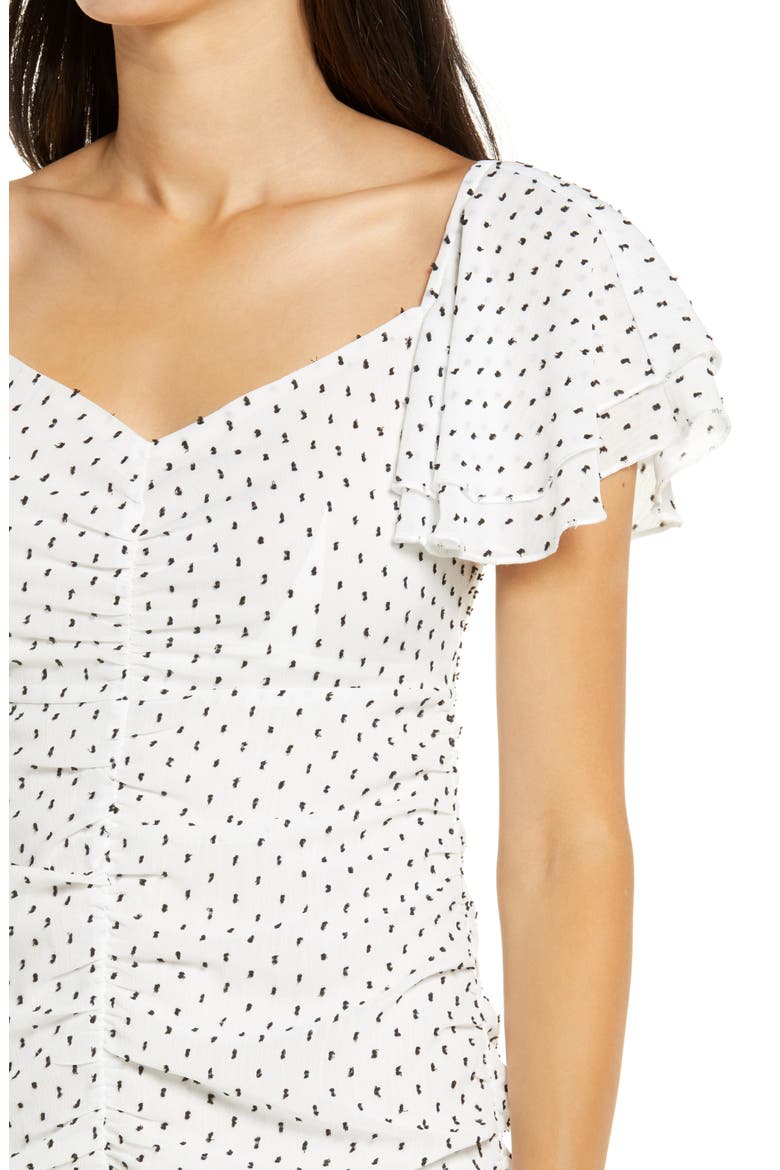 Marley Ruched Minidress, Alternate, color, WHITE-BLACK DOT