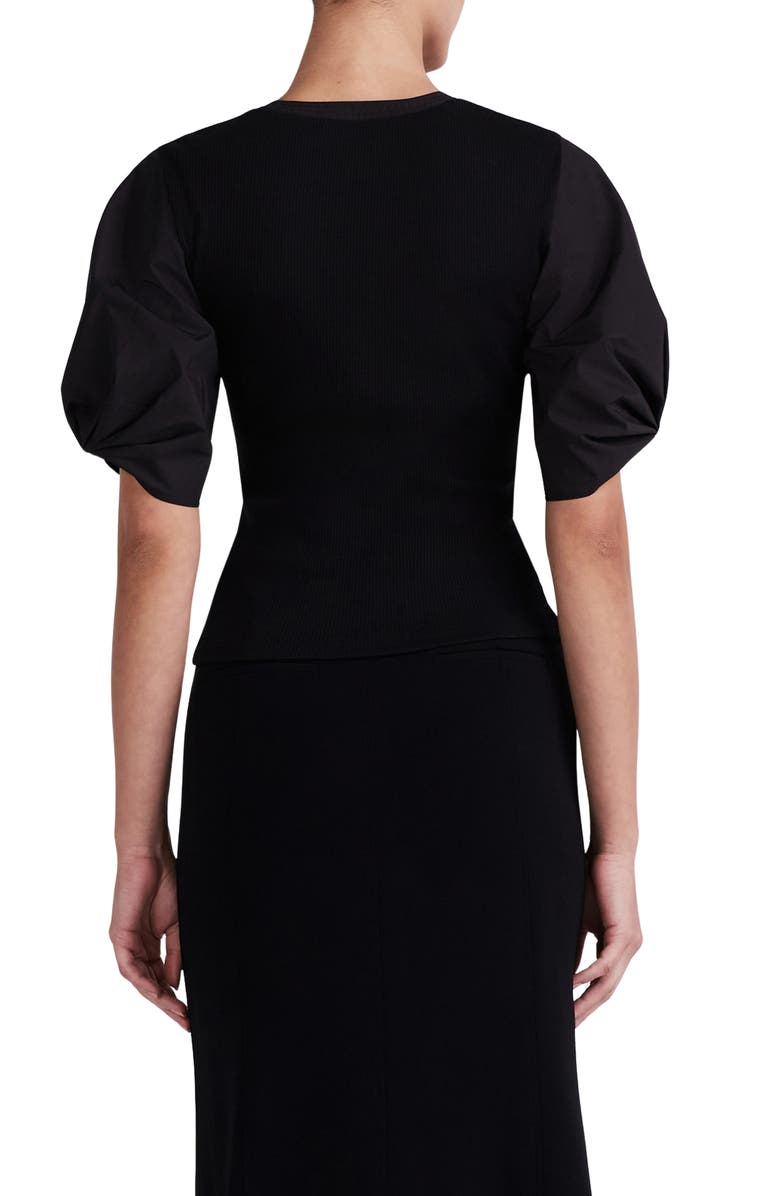 Fallon Puff Sleeve Mixed Media T-Shirt