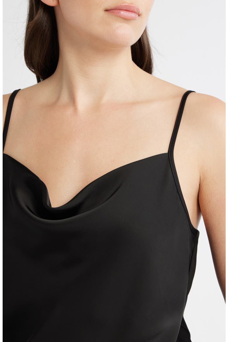 Cowl Neck Satin Camisole, Alternate, color, BLACK
