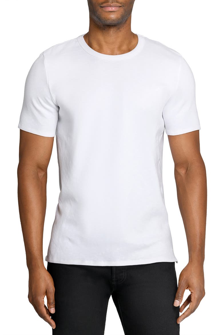 Asher Black Slub Stretch Cotton & Modal T-Shirt, Main, color, WHITE