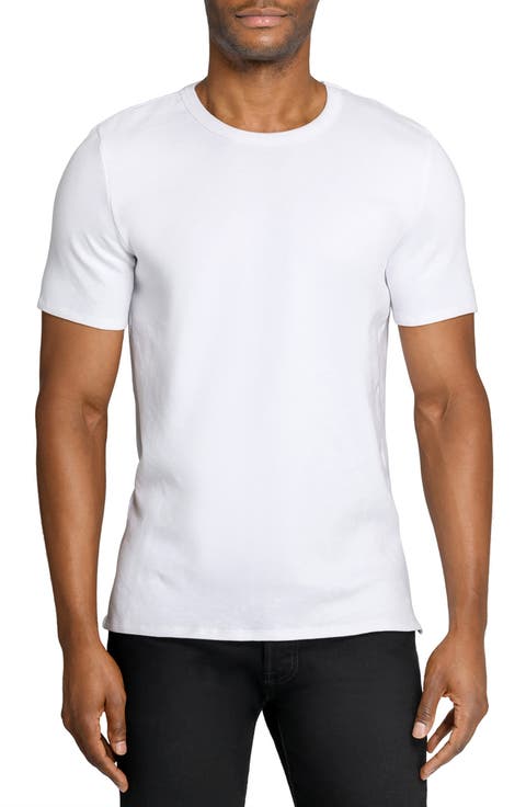 Asher White Slub Stretch Cotton & Modal T-Shirt