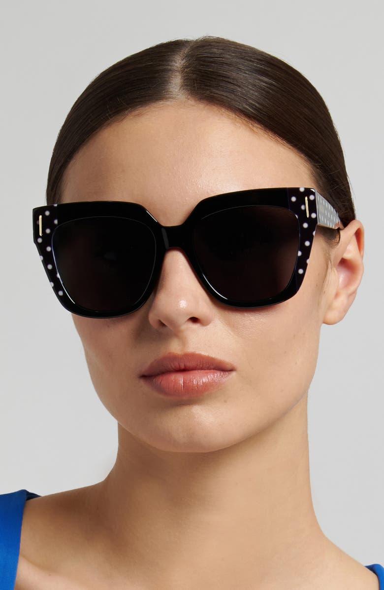 Moschino 55mm Square Sunglasses, Alternate, color, Pattern Black/ Grey