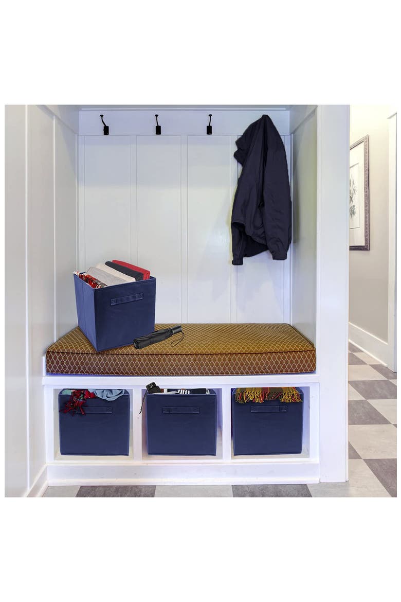 Navy Foldable Storage Cube Basket Bin - Pack of 6, Alternate, color, NAVY BLUE
