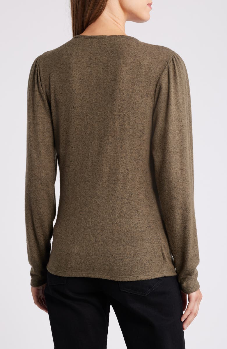 Loveappella Long Sleeve Faux Wrap Top, Alternate, color, Olive