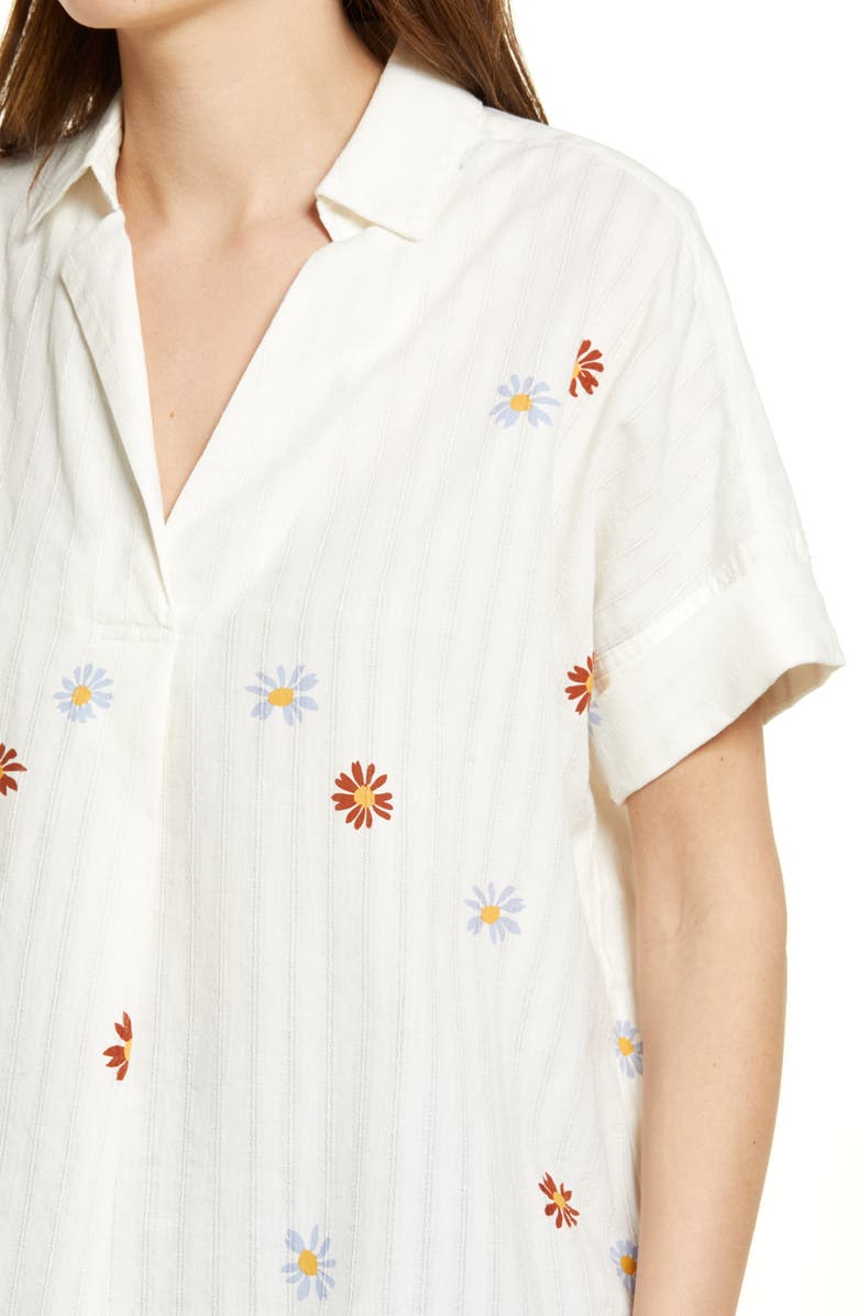 Madewell Daisy Embroidered Courier Button Back Shirt, Alternate, color,