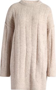 Topshop Long Sleeve Rib Minidress