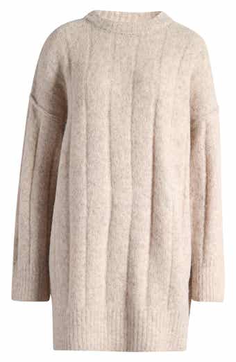 Topshop Long Sleeve Rib Minidress