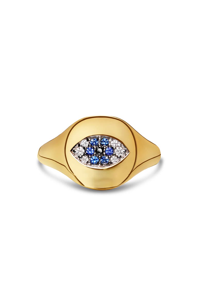 David Yurman Cable Collectibles Evil Eye Mini Pinky Ring in 18K Gold with Diamonds, Alternate, color,