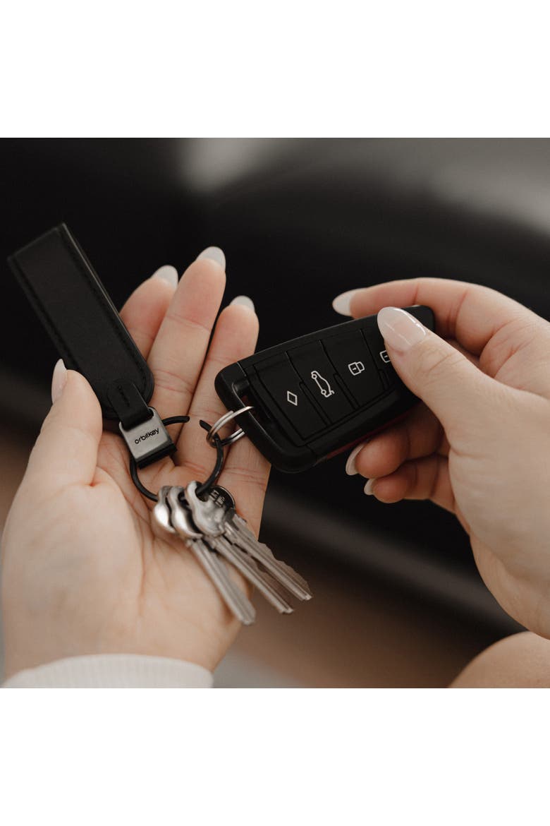 Leather Loop Keychain, Alternate, color, Black