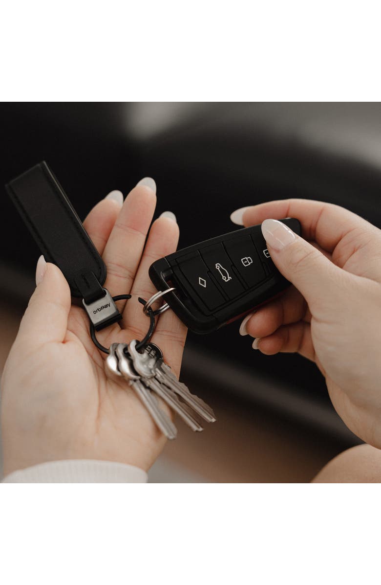 Orbitkey Leather Loop Keychain, Alternate, color, Black