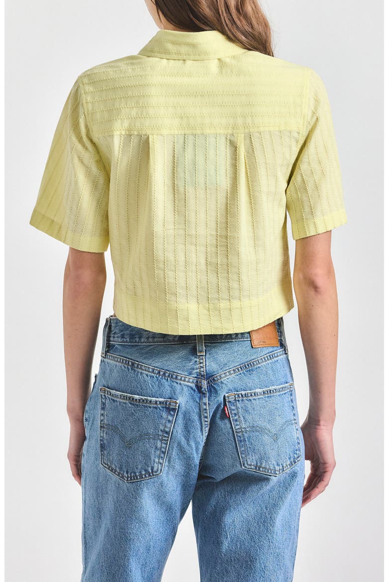 Lira Stripe Short Sleeve Crop Button-Up Shirt, Alternate, color, BUTTER YELLOW