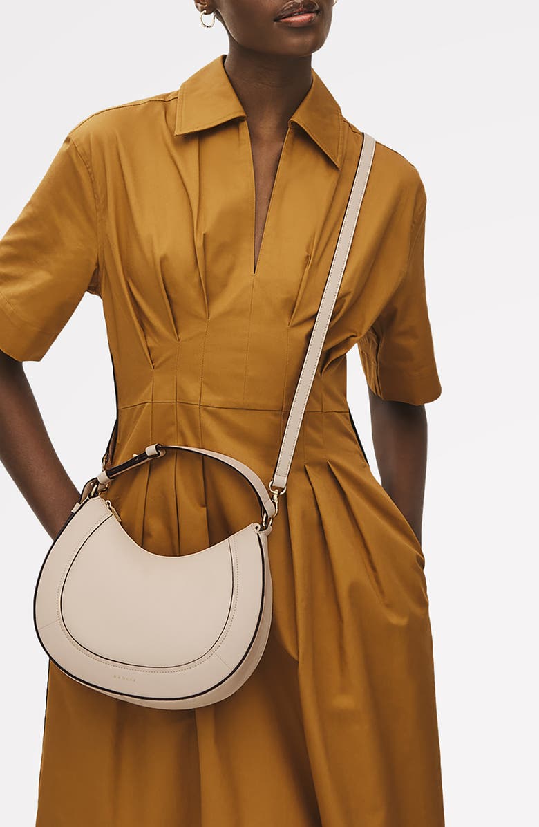 Radley Merchant Hall Small Crescent Leather Shoulder Bag, Alternate, color, Oat Milk