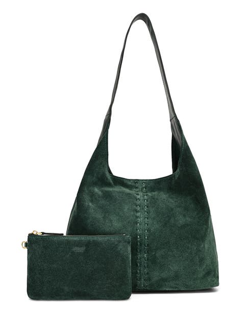 Hydrangea Genuine Leather Suede Classic Hobo Bag