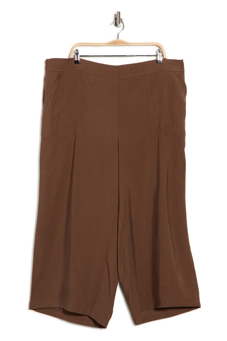 Brushed Twill Crop Wide Leg Pants, Alternate, color, ACORN