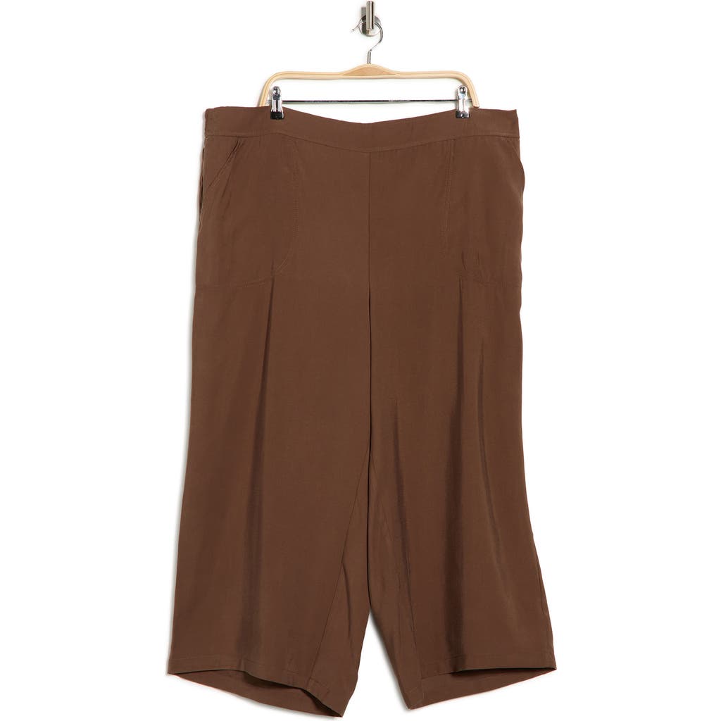 Max Studio Brushed Twill Crop Wide Leg Pants In Brown