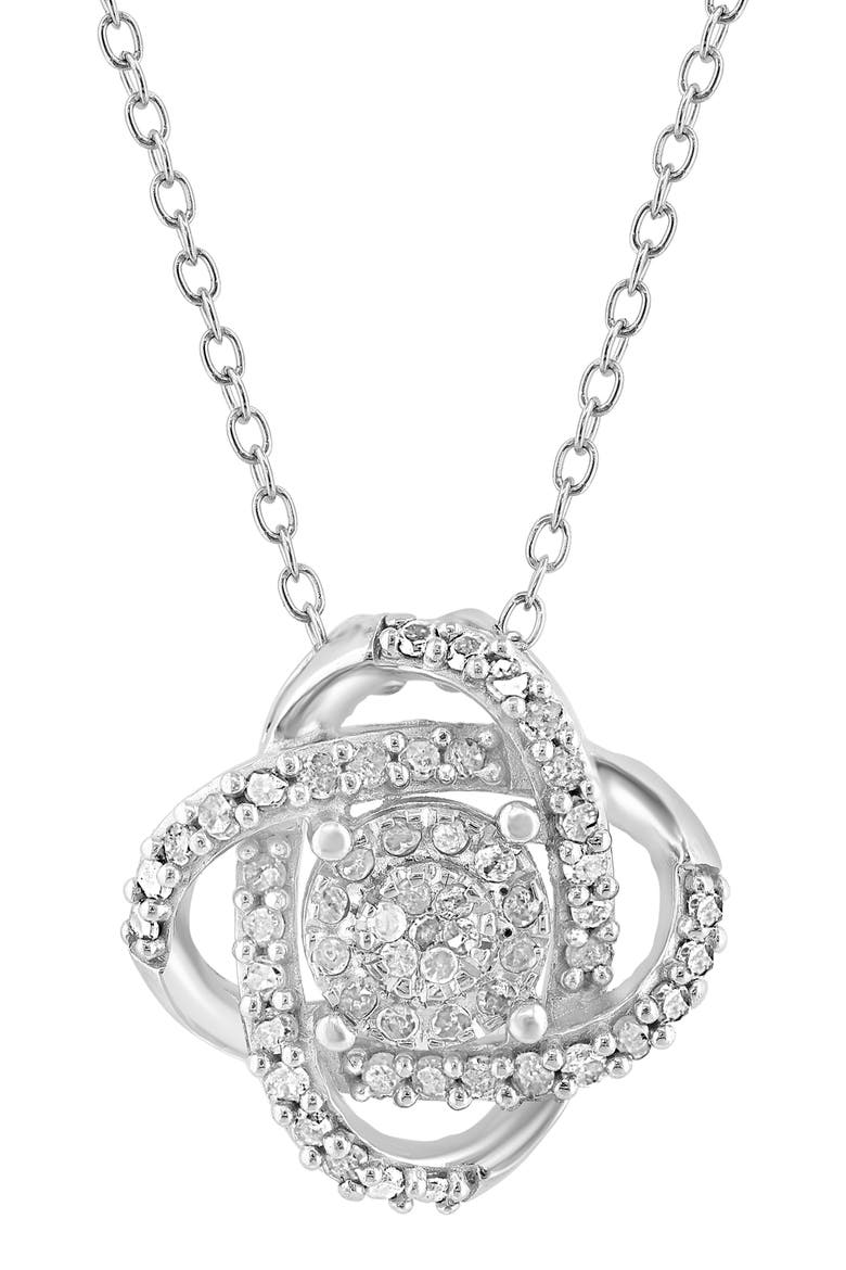 Sterling Silver Diamond Knot Pendant Necklace, Alternate, color, SILVER