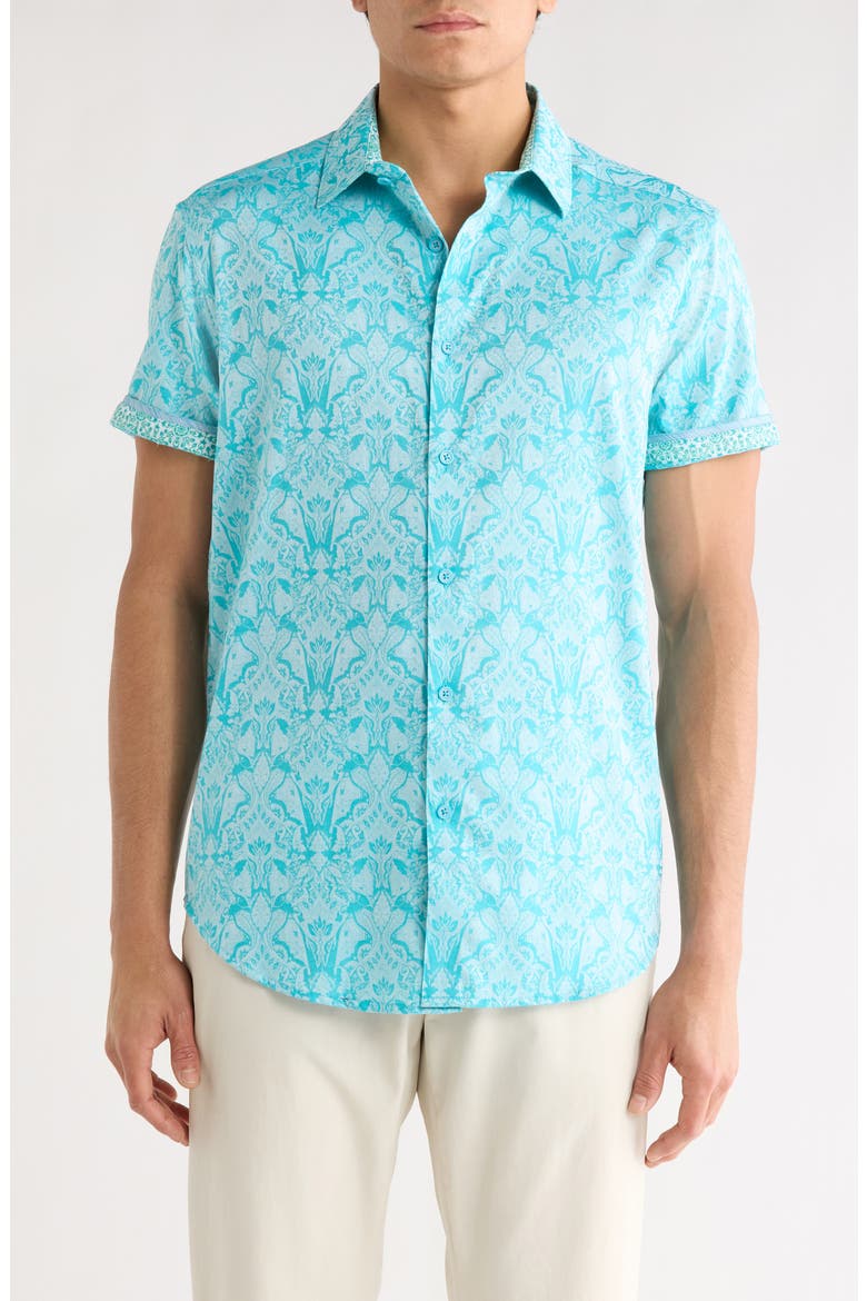 Highland Short Sleeve Woven Shirt, Main, color, SEAFOAM