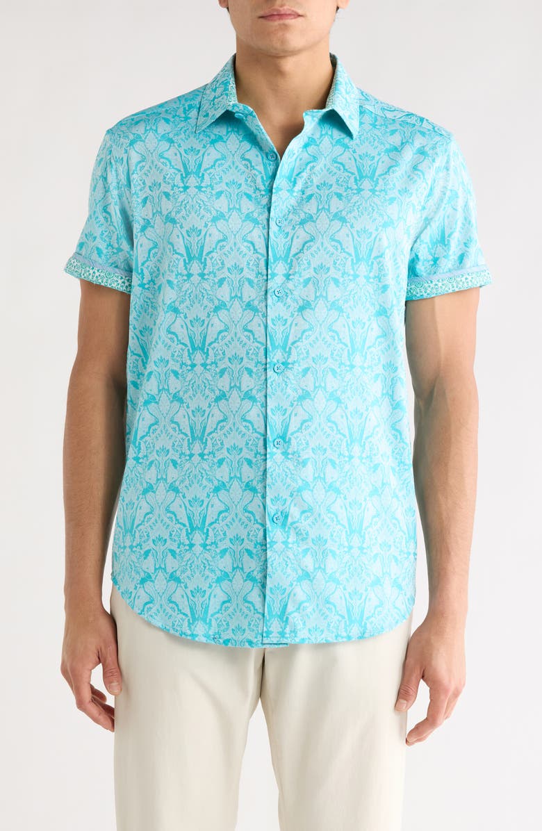 Robert Graham Highland Short Sleeve Woven Shirt, Main, color, 