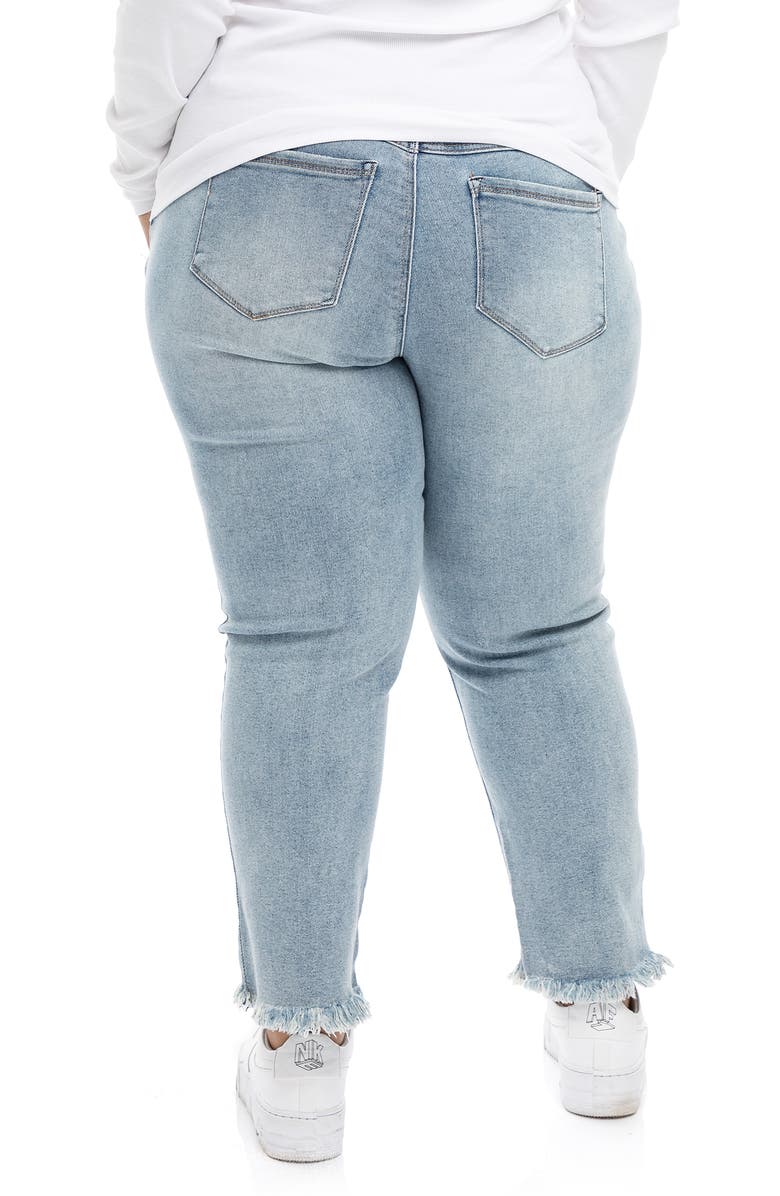1822 Denim Distressed Fray Hem Slim Girlfriend Jeans, Alternate, color,