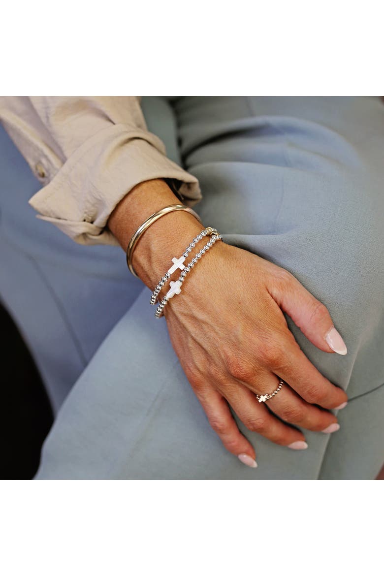 Faith Sterling Silver Cross Bracelet, Alternate, color, Silver