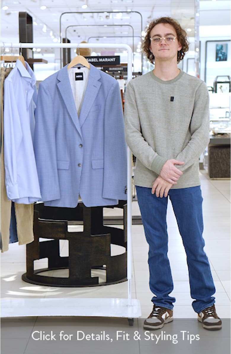 Hutson Slim Fit Light Blue Houndstooth Check Virgin Wool Sport Coat, sales video thumbnail