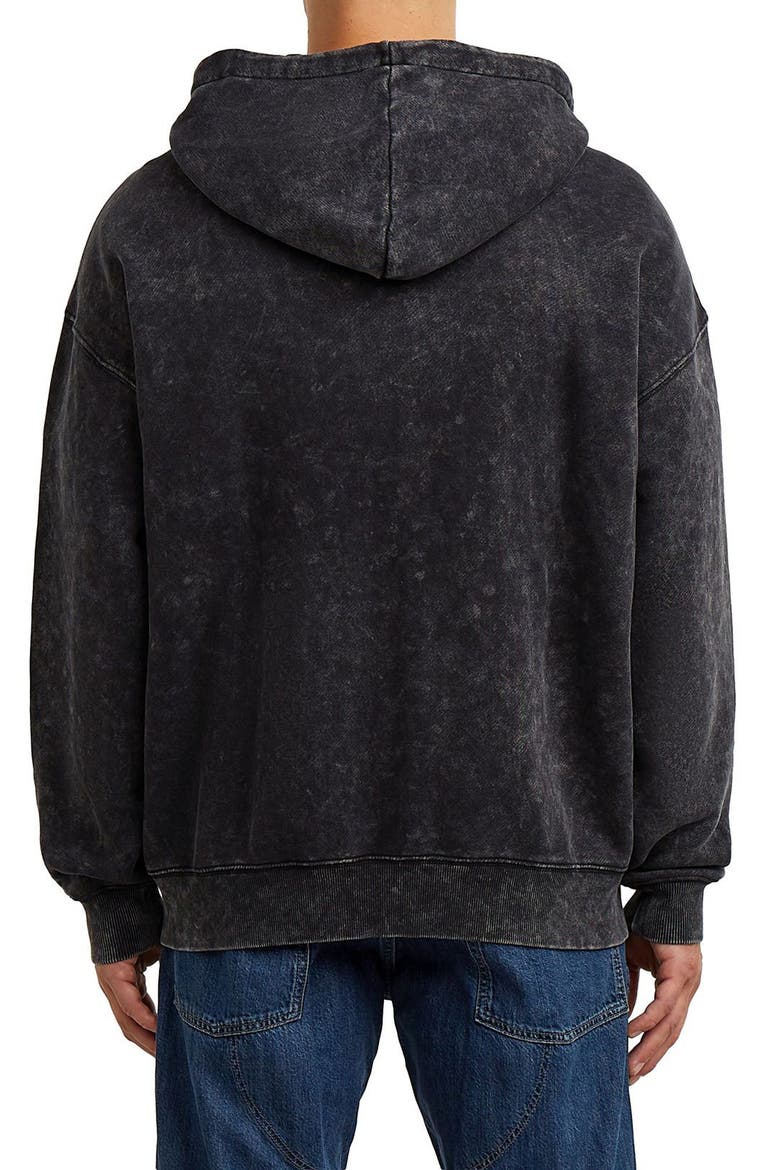Washed Loose Fit Zip Hoodie, Alternate, color, DARK BLACK SMOKEY