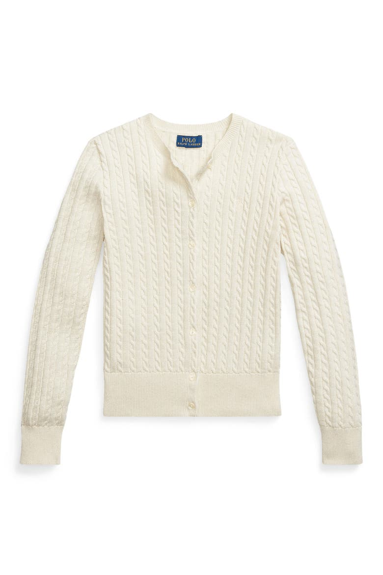 Kids' Metallic Mini-Cable Cardigan, Main, color, CREAM