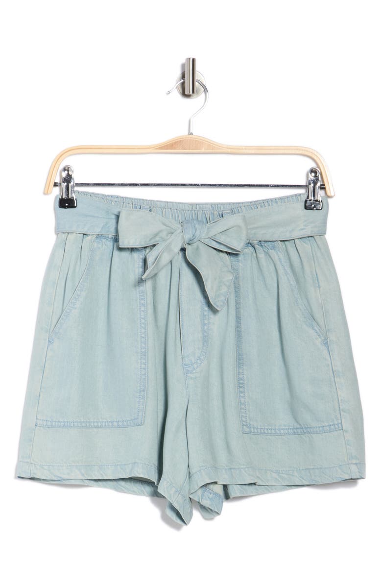 Young, Fabulous & Broke Atlanta Bow Tied Chambray Shorts, Main, color, Indigo Pale Blue Wash