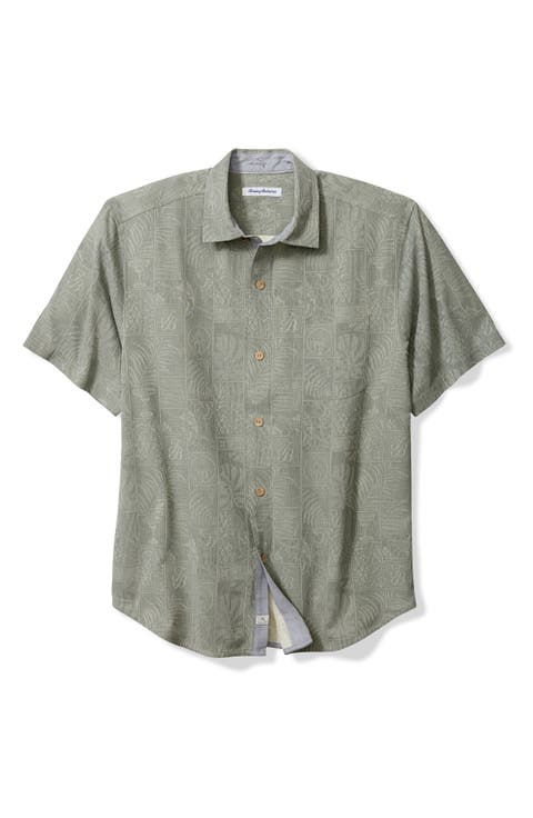 Fairview Fronds Silk Short Sleeve Button-Up Shirt