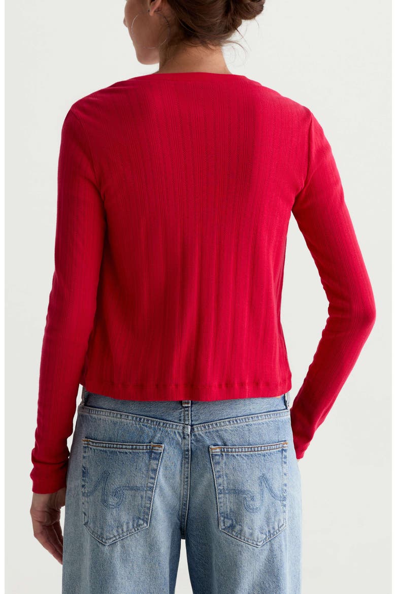 Edden Cotton Pointelle Cardigan, Alternate, color, RECORDING RED