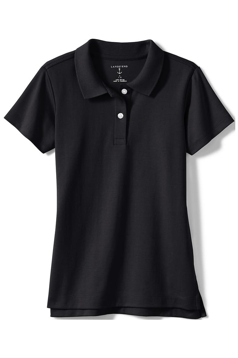 School Uniform Girls Short Sleeve Feminine Fit Interlock Polo Shirt, Alternate, color, Black