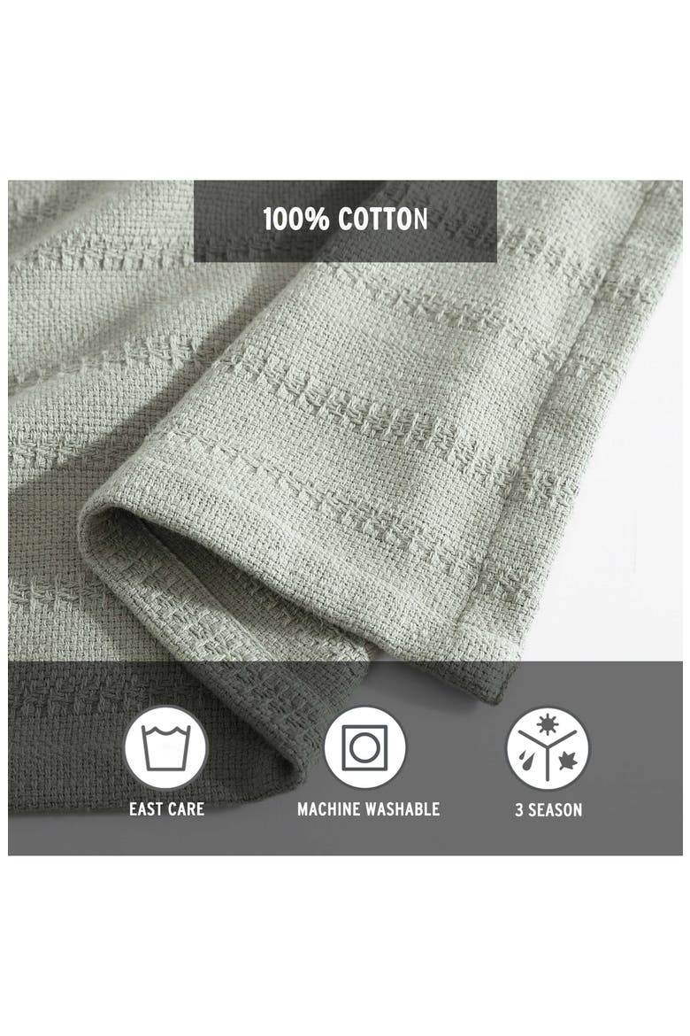 Variegated Weave Stripe Cotton Blanket, Alternate, color, GREEN