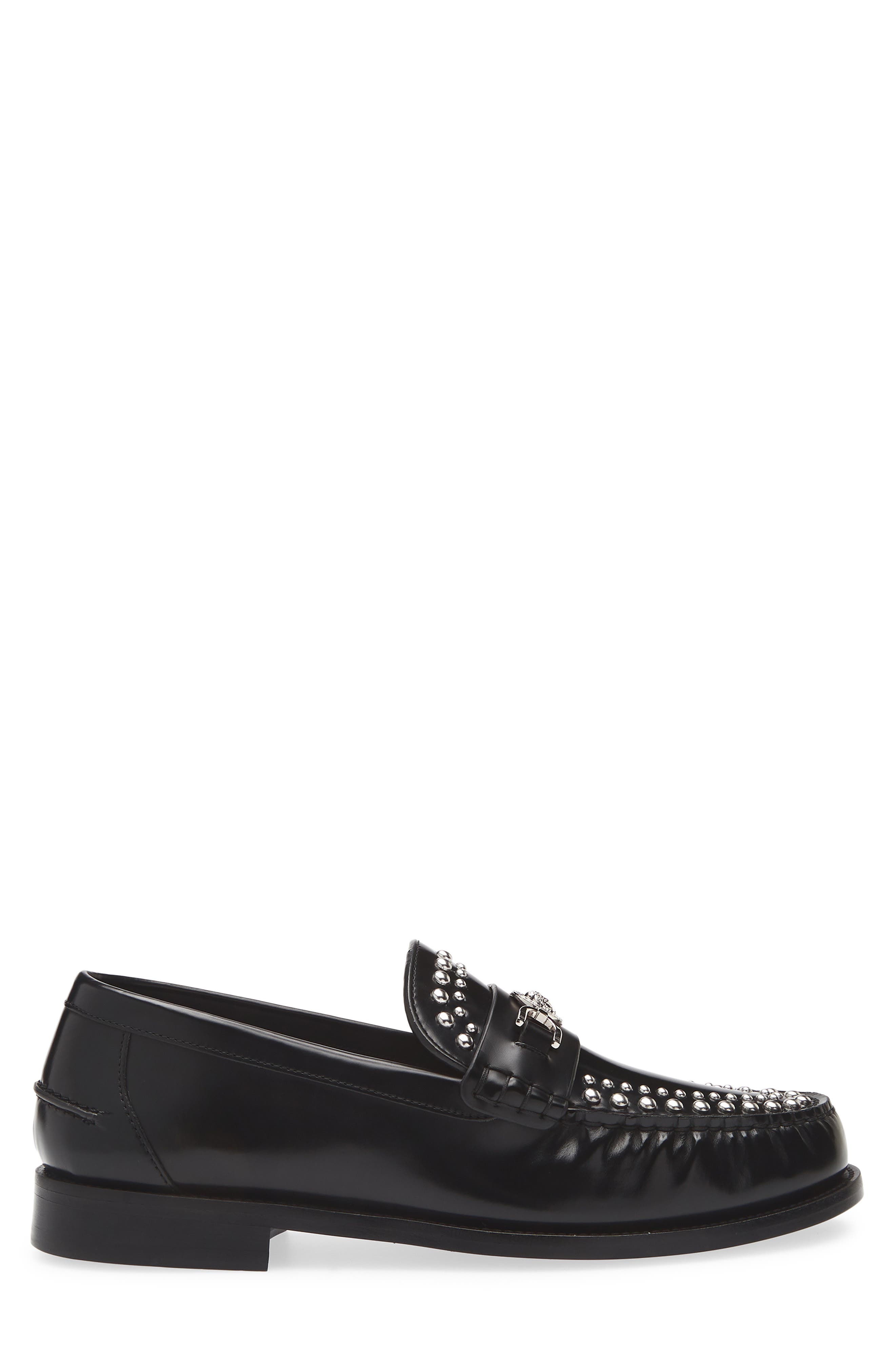 Versace Medusa '95 Studded Loafer, Alternate, color, Black-Palladium