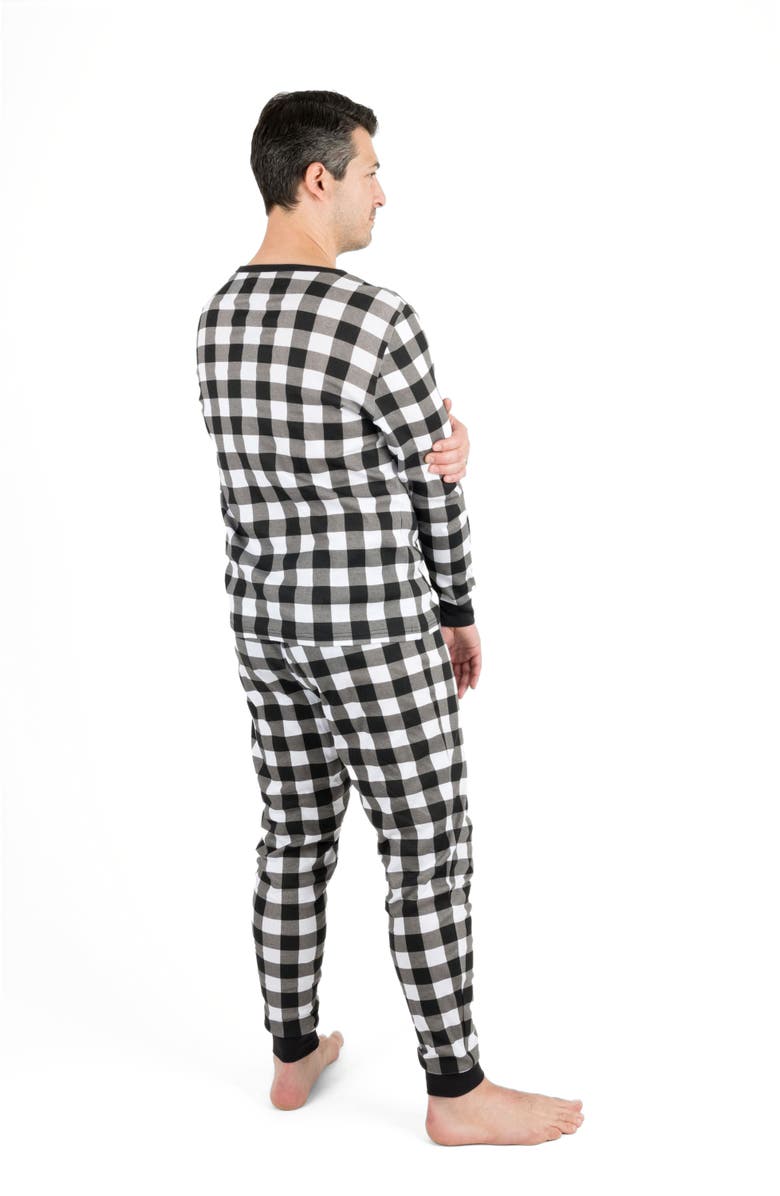 Leveret Men
s Cotton Plaid Matching Family Holiday Pajamas, Alternate, color, Plaid Black 
White