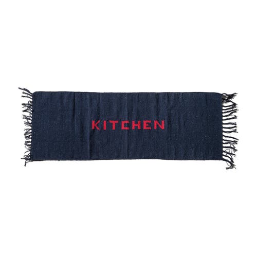 Puebco Handloomed Recycle Yarn Kitchen Mat In Blue