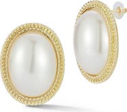 SPHERA MILANO Faux Pearl Oval Stud Earrings