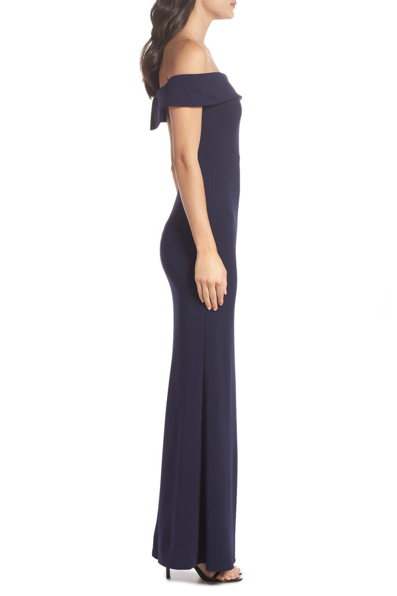Off the Shoulder Mermaid Gown, Alternate, color, NAVY