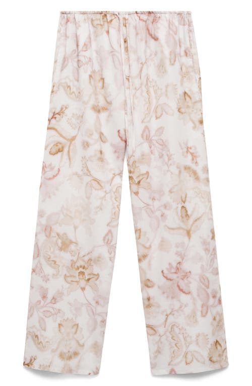 Mango Floral Pajama Pants In Light/pastel Grey