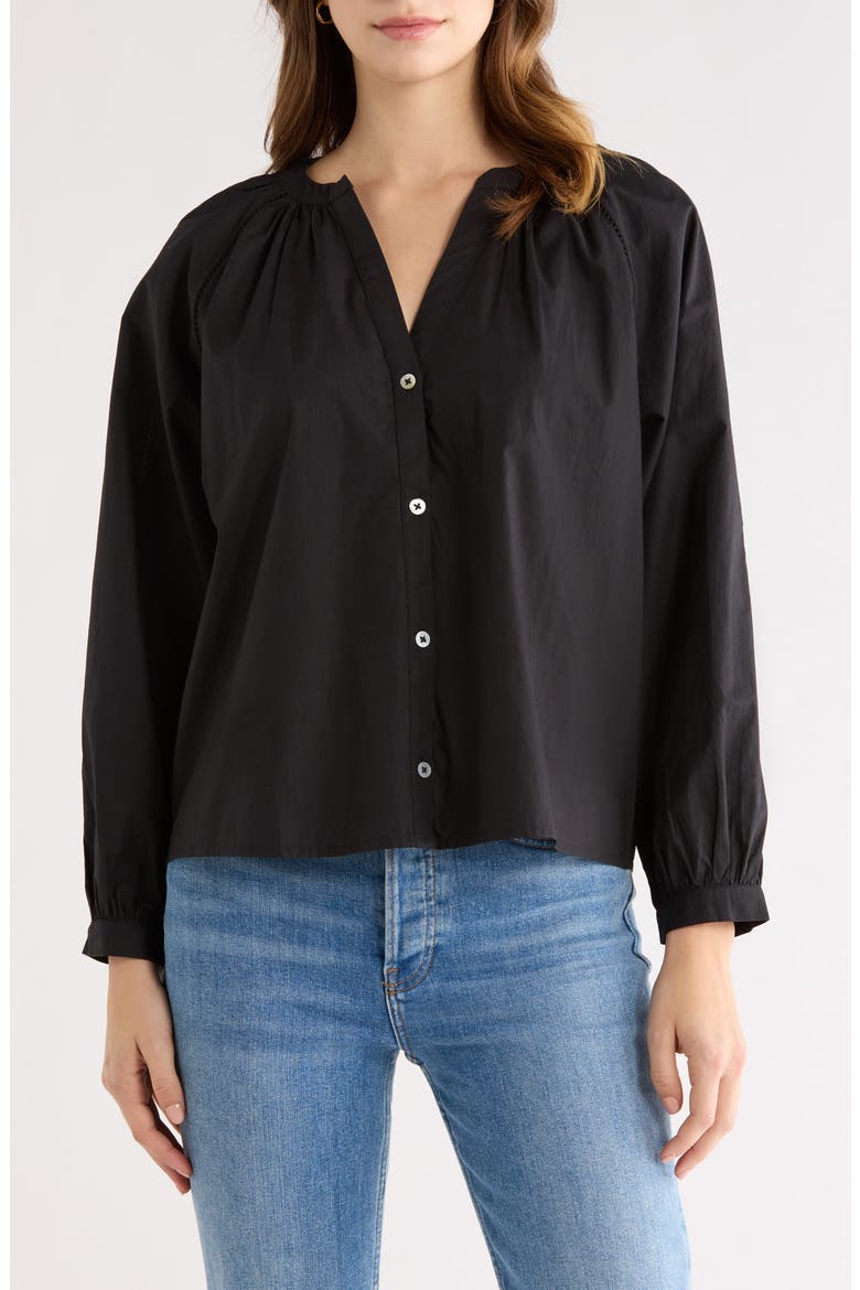 Beas Button-Up Top, Main, color, BLACK